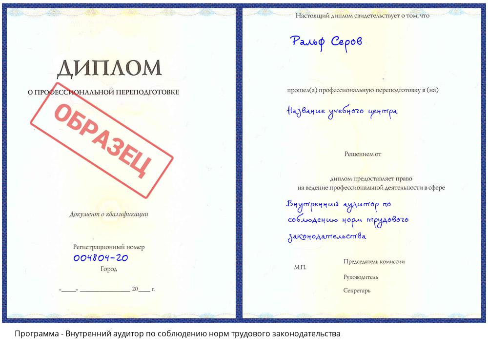 Внутренний аудитор по соблюдению норм трудового законодательства Зеленодольск