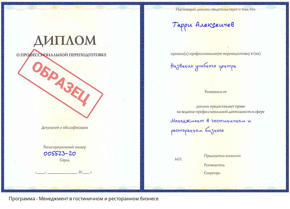 Менеджмент в гостиничном и ресторанном бизнесе Зеленодольск
