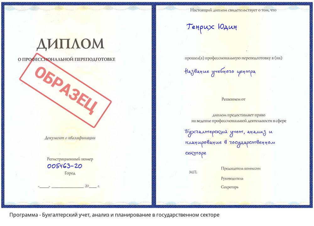 Бухгалтерский учет, анализ и планирование в государственном секторе Зеленодольск