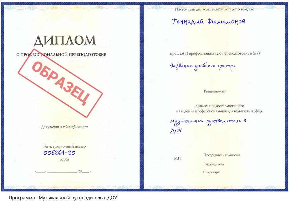 Музыкальный руководитель в ДОУ Зеленодольск