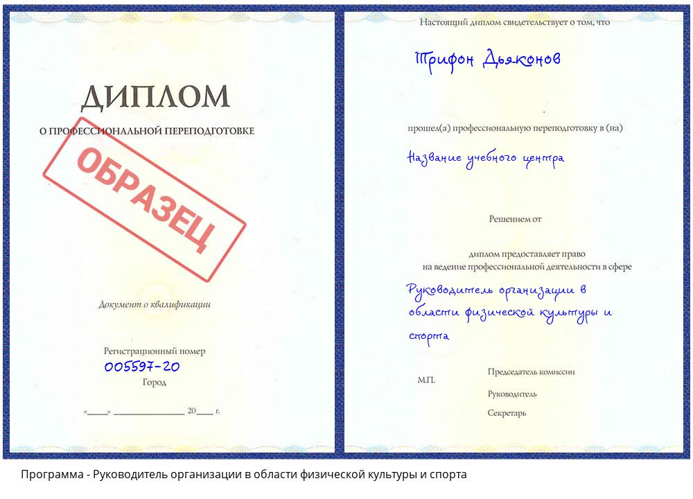 Руководитель организации в области физической культуры и спорта Зеленодольск
