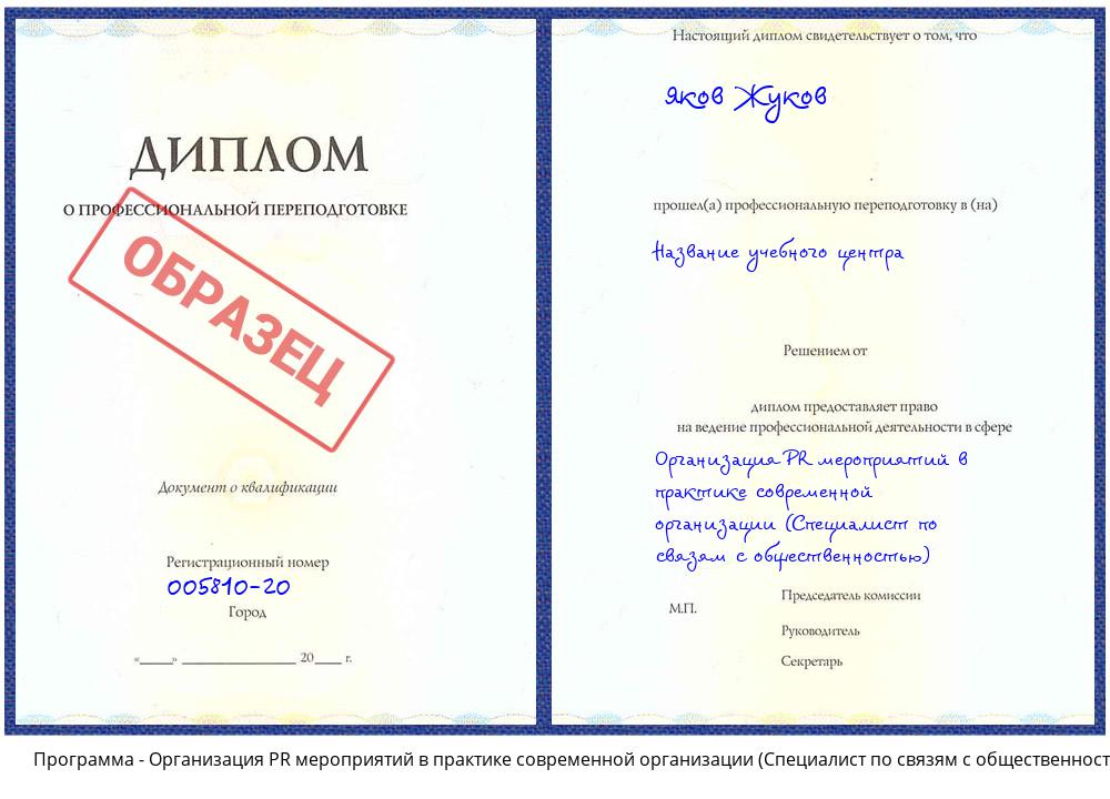 Организация PR мероприятий в практике современной организации (Специалист по связям с общественностью) Зеленодольск