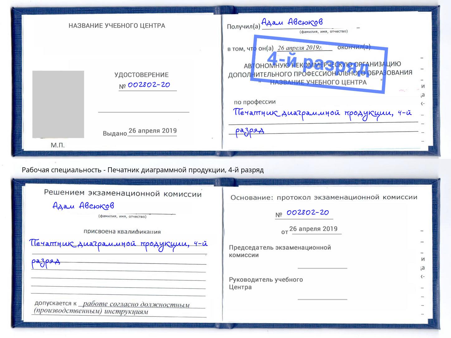 корочка 4-й разряд Печатник диаграммной продукции Зеленодольск