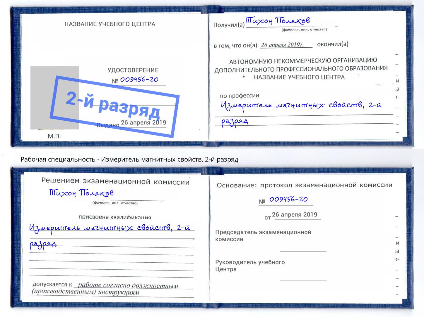 корочка 2-й разряд Измеритель магнитных свойств Зеленодольск